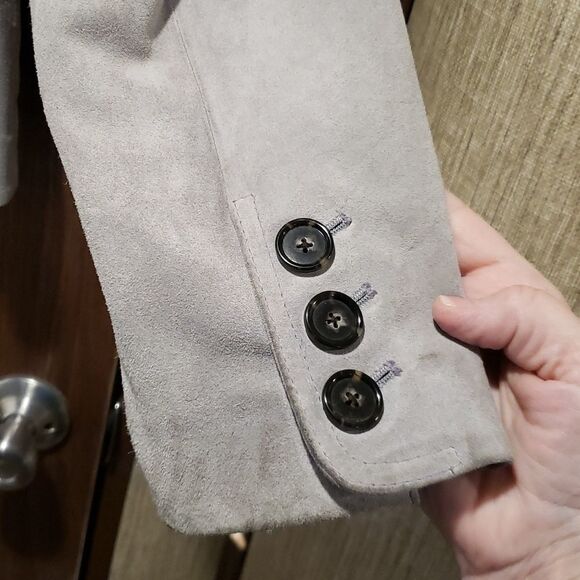 Very Nice Ann Taylor Gray Suede Leather Jacket Sz S - Picture 3 of 13